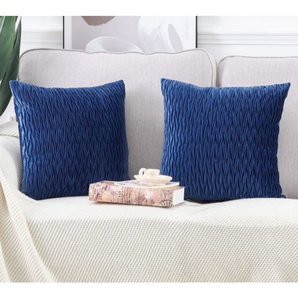 MADIZZ Pack of 2 Super Soft Velvet Decorative Throw Pillow Covers 18 x 18 Blue - Picture 1 of 4